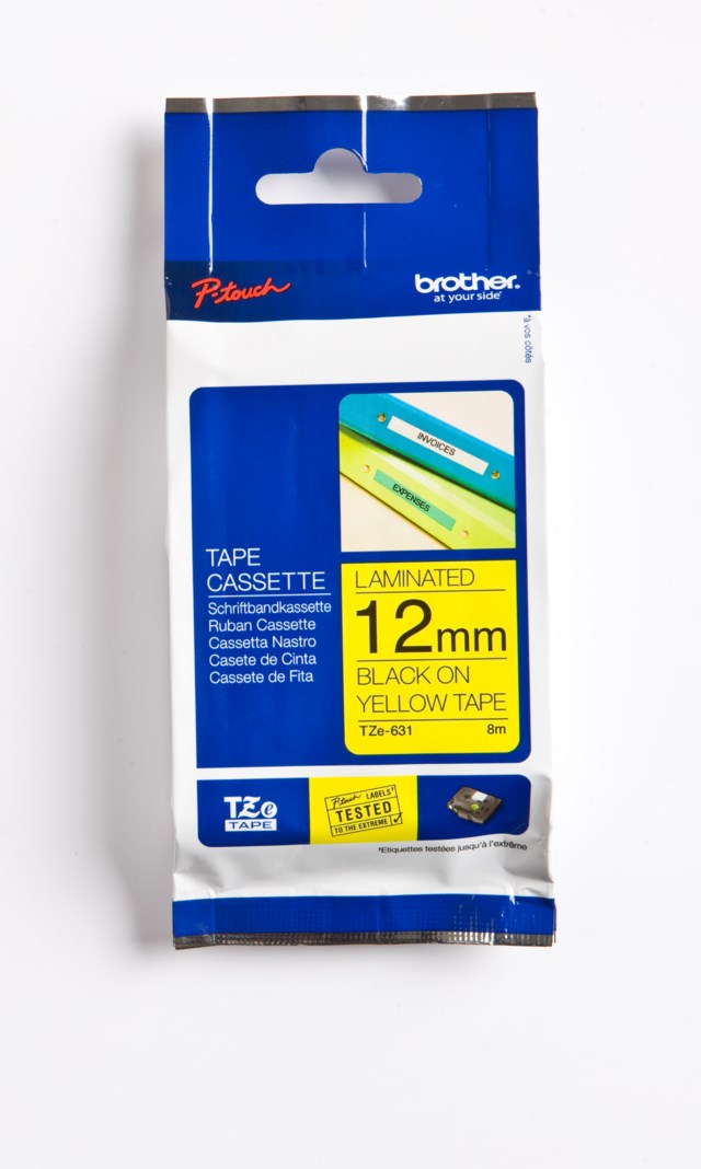 Märkband Brother svart/gul 12mm x 8m - 12mmx8m - 1