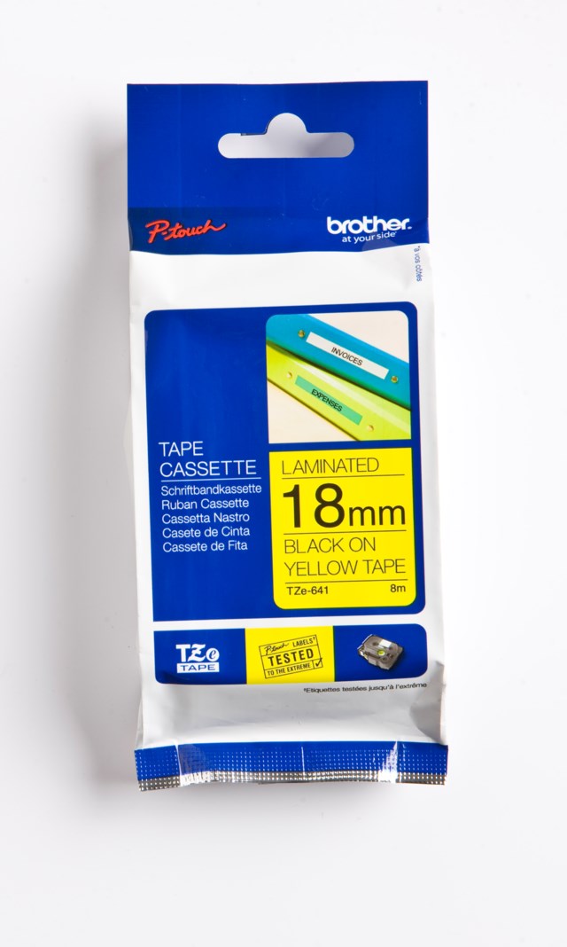 Märkband Brother svart/gul 18mm x 8m - 18mmx8m - 1