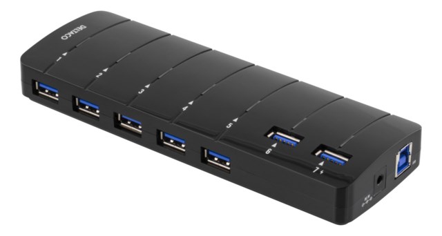 USB 3.0 Hub 7x Typ A Portar AC Adapter Ingår Svart - 1
