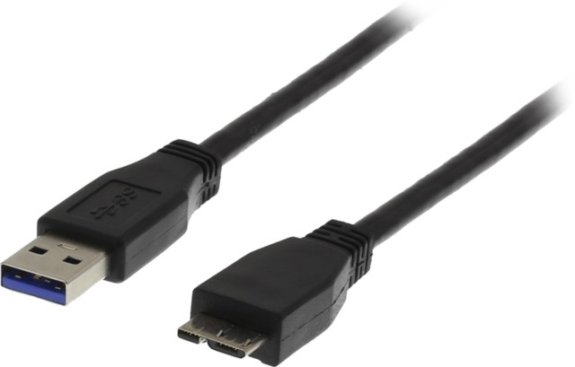 USB 3.0-kabel Typ A hane Typ Micro B hane 2m Svart - 1