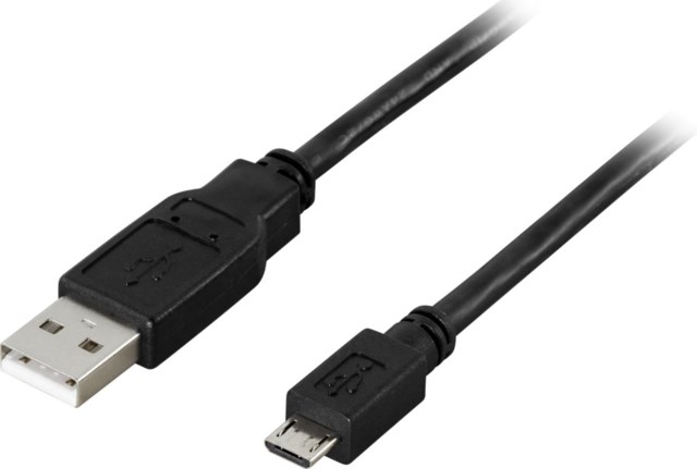 USB 2.0-kabel Typ A hane Typ Micro B hane 5-pin 0.5m Svart - 1