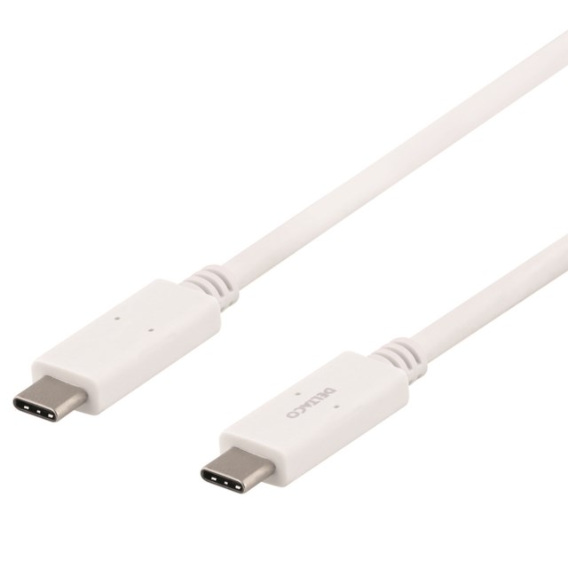 Kabel USB-C till USB-C Deltaco vit 1 m - 1m - 1