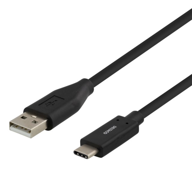 USB 2.0-kabel Typ A hane Typ C hane 0.5m Svart - 1