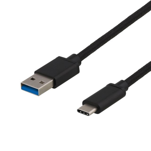 USB 3.1 Gen1 flätad USB-A USB-C kabel 0.5m 60W 3A Svart - 1