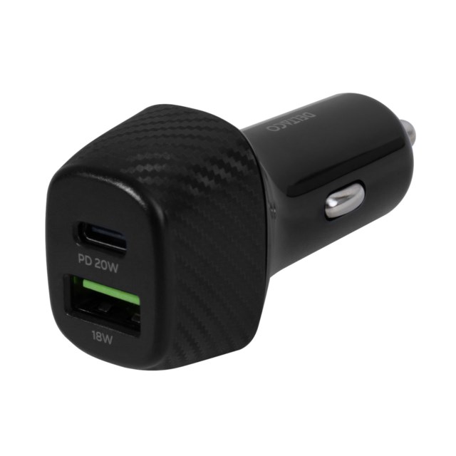 USB Bil Laddare 1x USB-C PD 20W 1x USB-A 18W Total 38W - 1