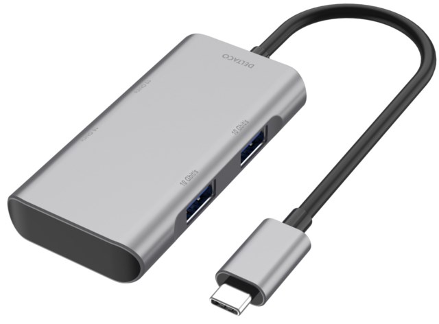 USB-C Hub 2x USB-C 2x USB-A 10 Gbit/s Rymdgrå - 1