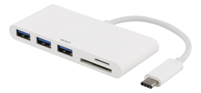 USB-C Hub USB-C 5 Gbps 3x USB-A SD/microSD Läsare Vit - 1