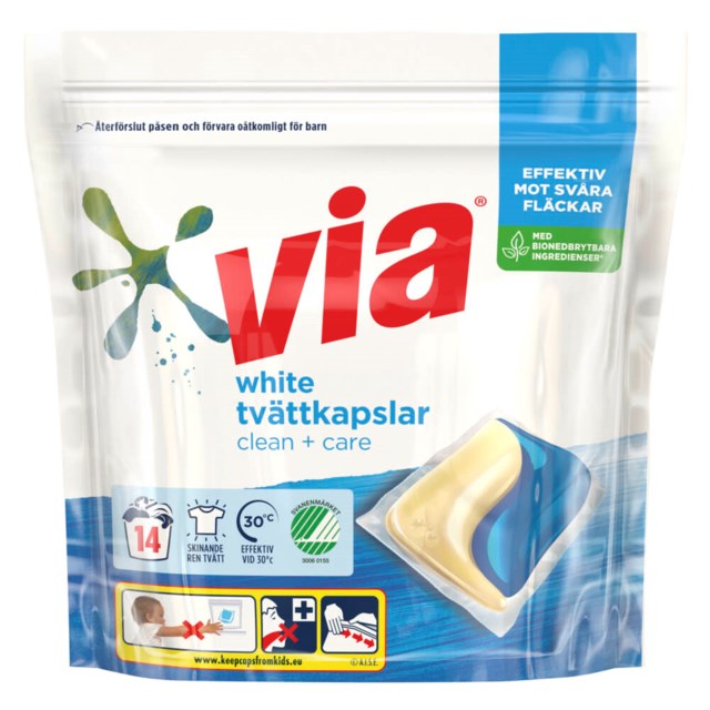 Tvättkapslar Via White Clean+Care - 14-P - 1