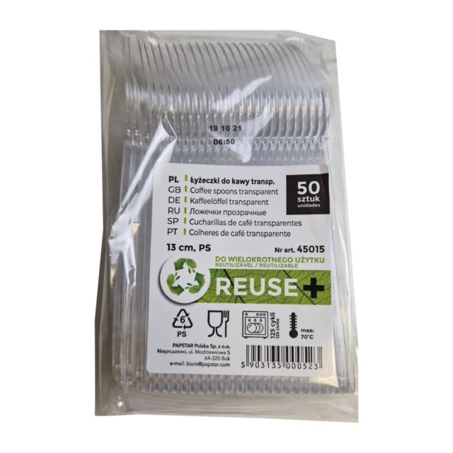 Plastbestick kaffesked, 13cm, "reuse", 50st/fp - 130mm - 1